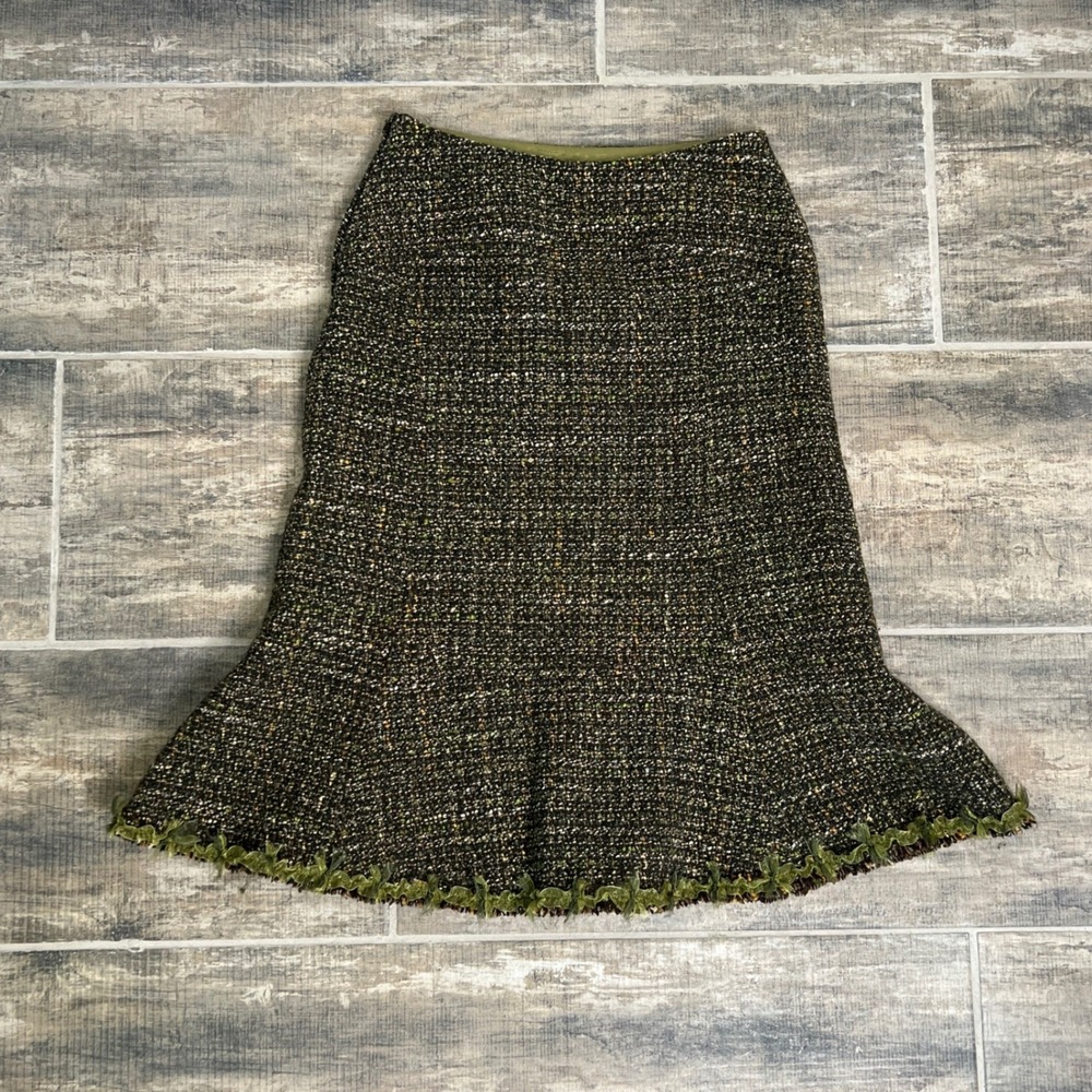 Albert Nipon Tweed Skirt with Trim, check measurements!